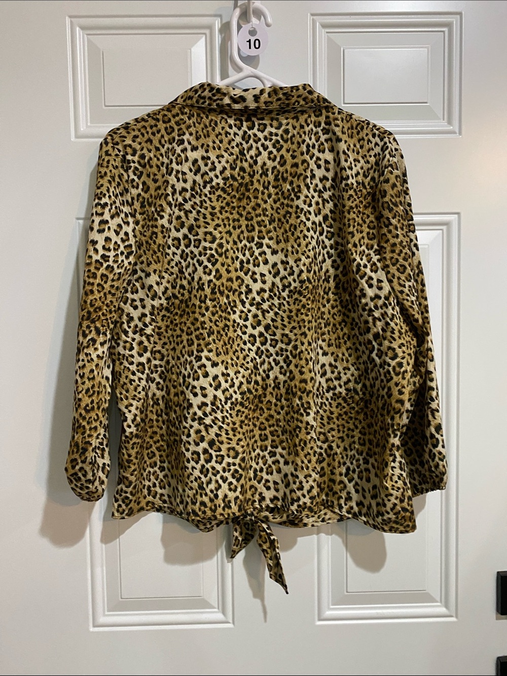 Leopard-Print Tie-Front Button-Down Shirt - Brown/Black - Picture 4 of 5